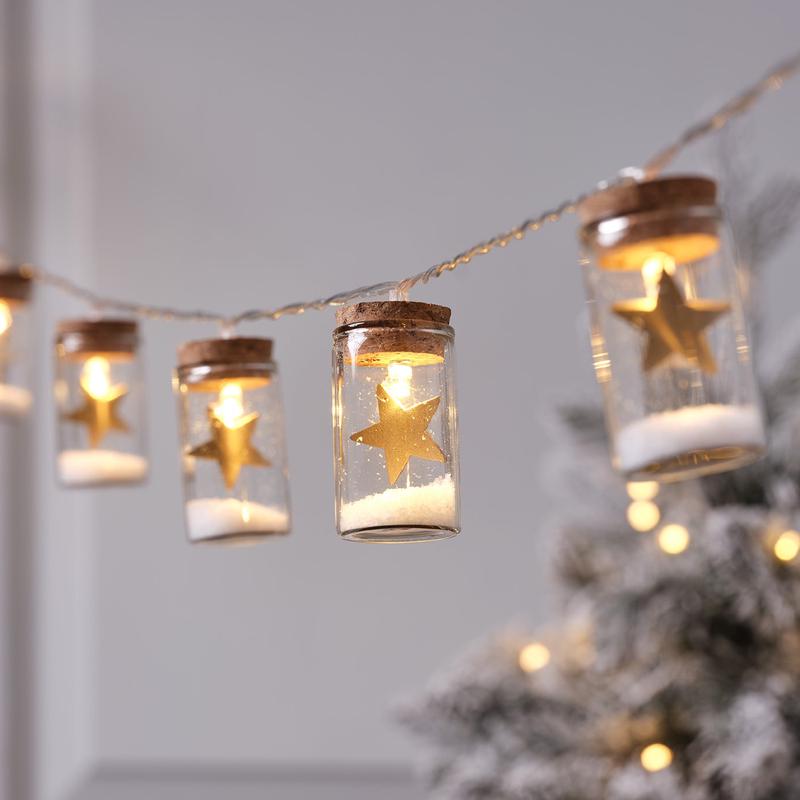 10 Star Glass Bottle LED String Lights
