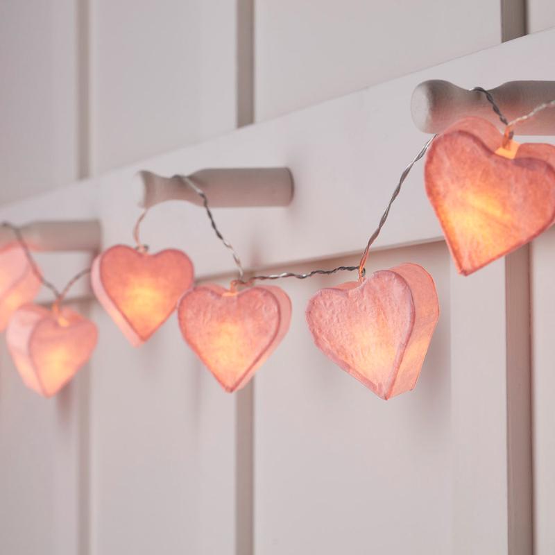 10 LED Paper Heart Battery Fairy Lights