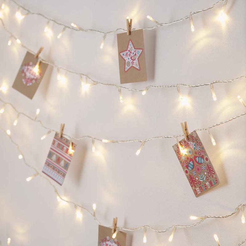 100 Warm White LED Fairy Lights On Clear Cable