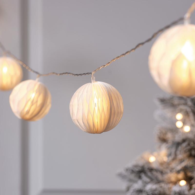 10 Paper Ball LED String Lights