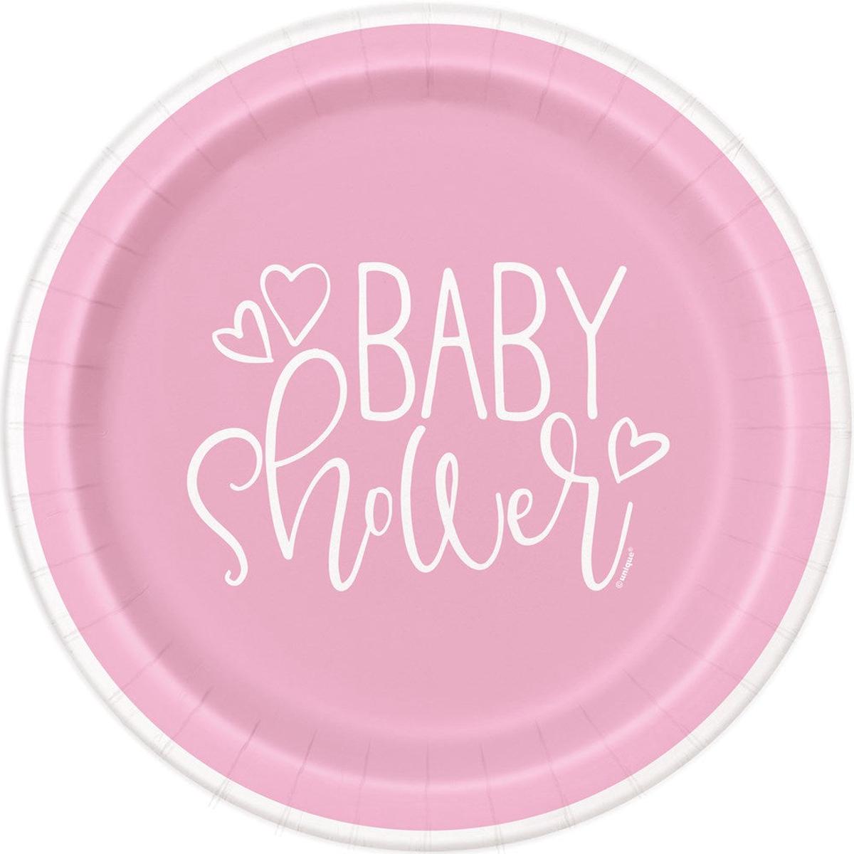 Baby Shower Heart Pink 7 inch Plate 8ct