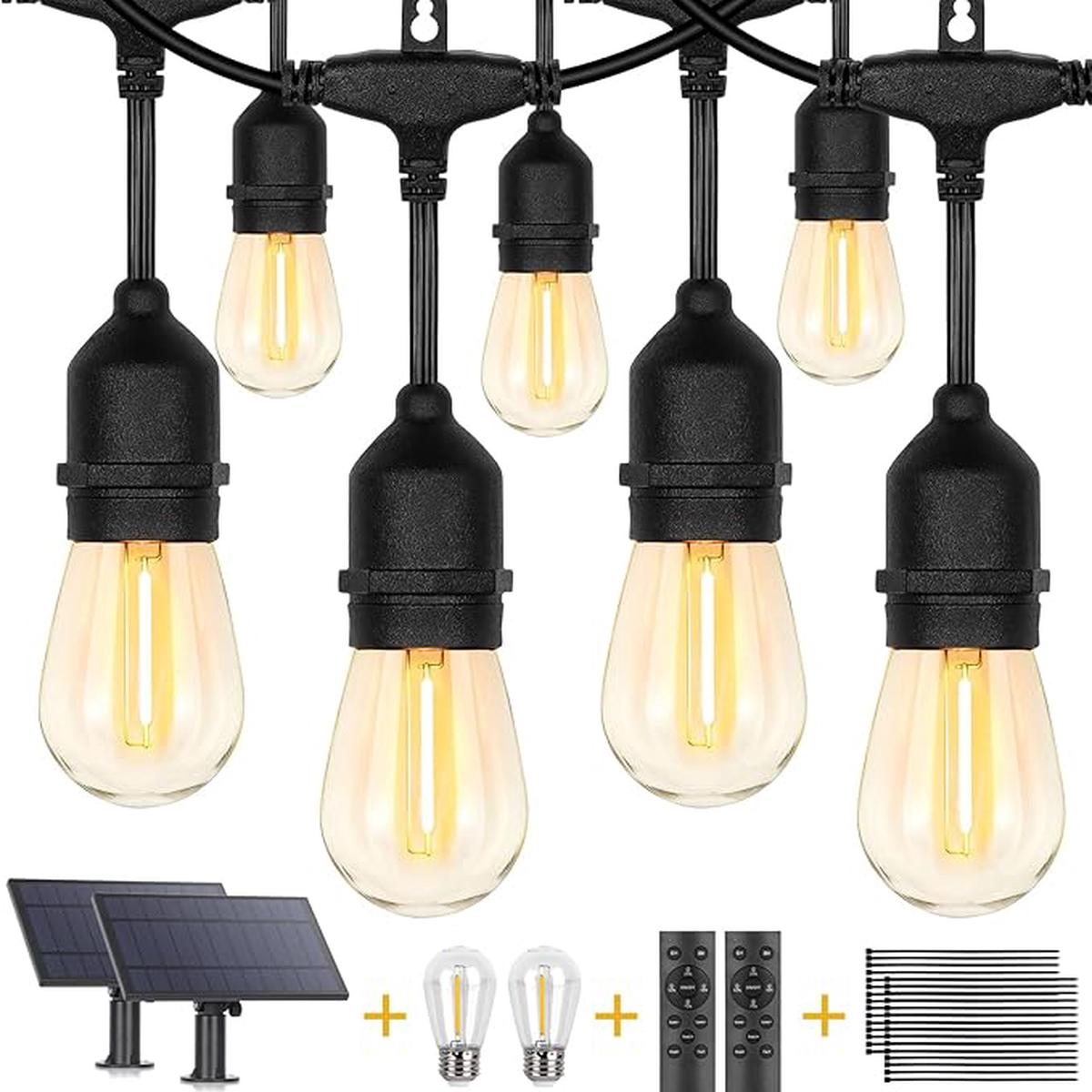 ZJOJO Solar String Lights Outdoor Waterproof 120FT,Solars Light Outdoor with 30 Shatterproof Bulbs IP65, Patio Lights SolarPowered &USB Port, LED String SolarLights 