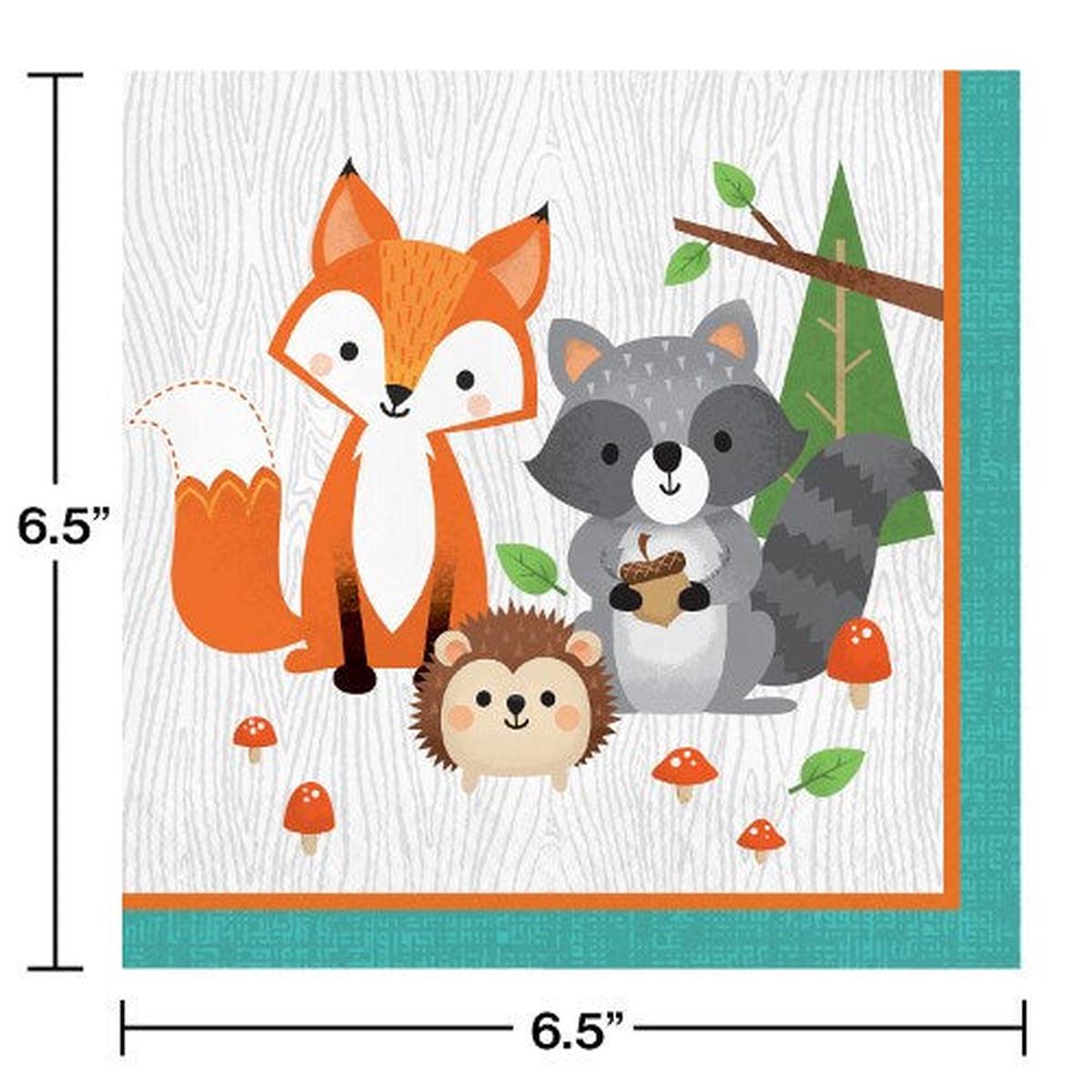 Wild One Woodland Animals Lunch Napkin 16ct