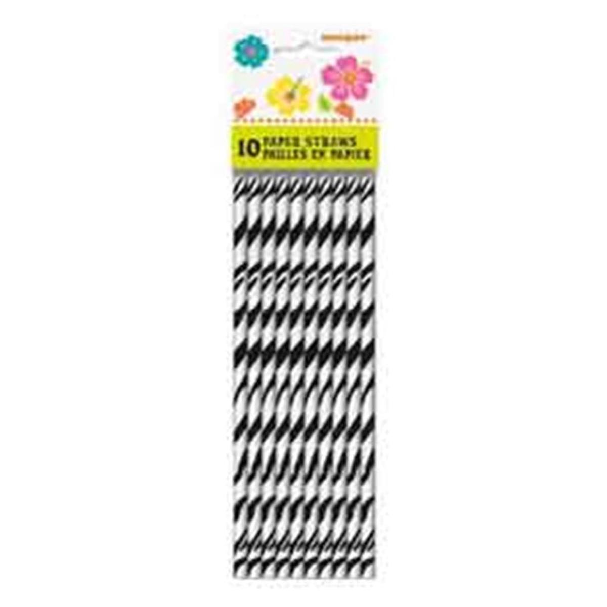 Zebra Stripe Paper Straws 10ct