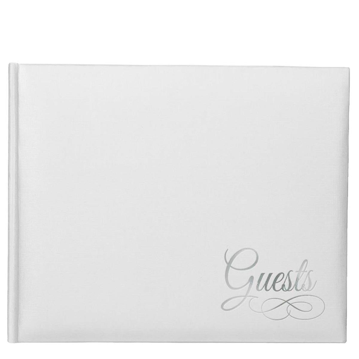 White Paper Guest Book with Silver Detail 1ct