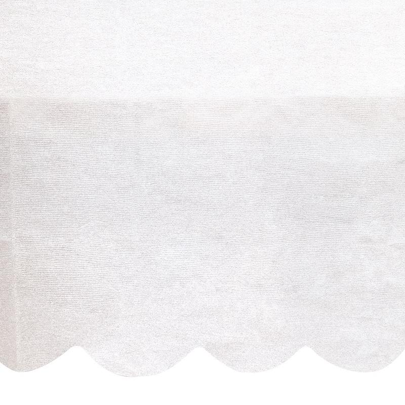 White Scalloped Paper Tablecover 54in x 108in