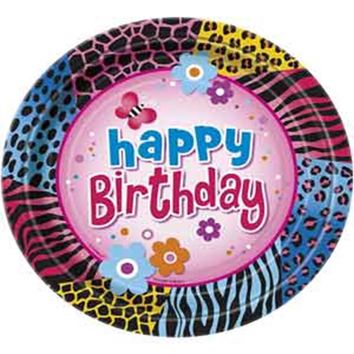 Wild Birthday Plate 8ct